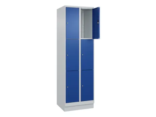 lockerkast,HxBxD 1950x600x500mm,2x3vakken,vak B 300mm,cil.-slot,sokkel