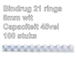 Bindrug Fellowes 8mm A4 Wit 21-rings