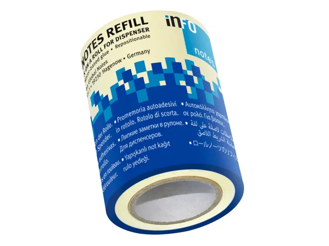 Navulling Info Notes 60mmx10m geel, op rol