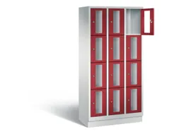 Lockerkast 1800x900x500mm 3x4 vakken Cilinderslot, Sokkel, RAL3003