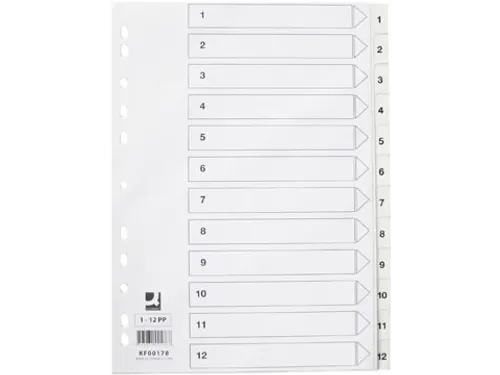 Tabbladen PP Set 1-12 Met Indexblad A4 11-Gaats Wit Personaliseerbaar
