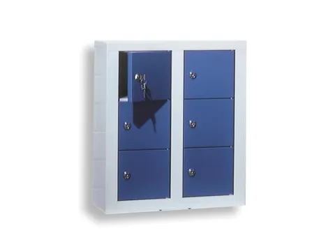 lockerkast,HxBxD 585x485x250mm,2x3vakken,cil.-slot,RAL5010