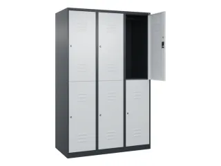 dubbeldekse locker,HxBxD 1850x1200x500mm,3x2vak.,vak B 400mm,cil.-slot - 2