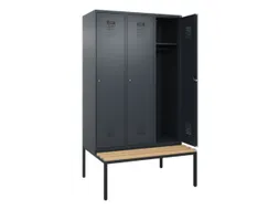 locker met bank,HxBxD 2120x1200x815mm,3vak,vak B 400mm,cilinderslot