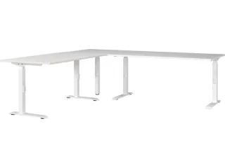 hoekbureau,in h. verstelb.,HxBxD 710-910x2400x2200mm,blad wit - 1
