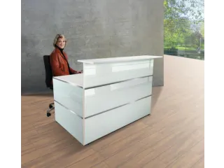 Balie Compleet bxd 1350x1015mm Recht Glazen Front wit - 1