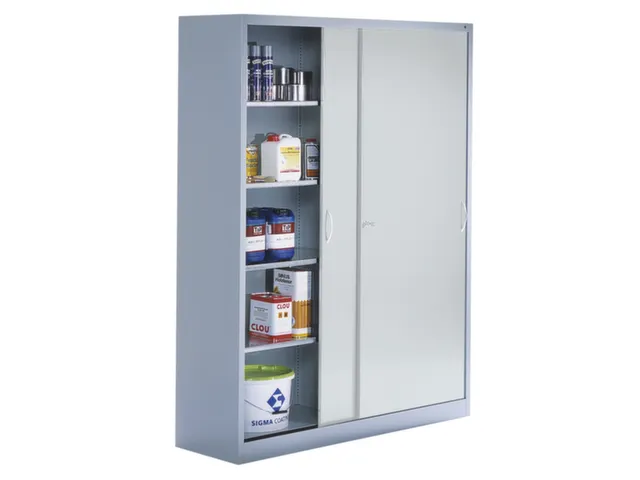 schuifdeurkast,HxBxD 1950x1600x600mm,romp RAL7035,front RAL7035