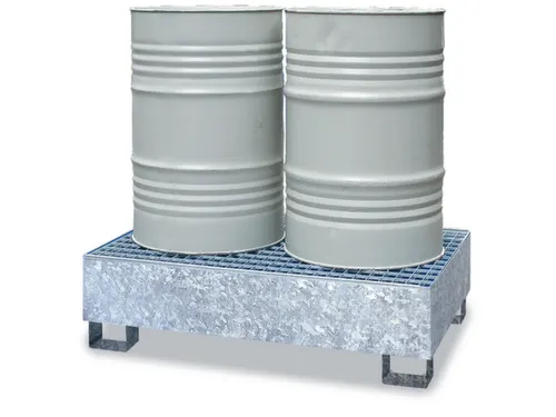 Opvangbak Staal 1250x820x340mm Voor 2x200l Vaten Rooster Verzinkt