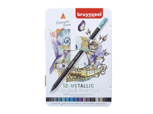 Crayon de couleur Bruynzeel Expression boîte métal 12 couleurs méta
