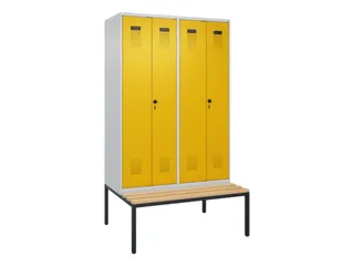 PBM-locker met bank,HxBxD 2120x1200x815mm,4vak,vak B 300mm - 2