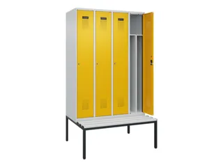 locker met bank,voor scheiding van kleding,HxBxD 2120x1200x815mm,4vak - 1