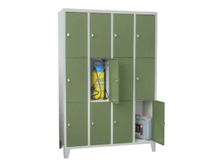 lockerkast,HxBxD 1850x1200x500mm,4x3vakken,RAL7035,front RAL6011 - 2