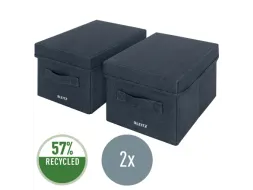 Leitz Stoffen opbergdoos met deksel Grijs 28,5x19x16cm 2 stuks