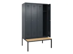 locker met bank,HxBxD 2120x1200x815mm,4vak,vak B 300mm,cilinderslot