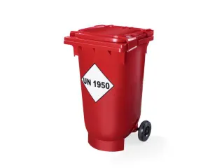 UN-bak,v. spuitbussen,kunststof,rood,200l,HxLxB 1045x674x580mm - 1