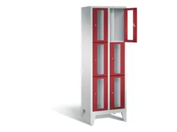 lockerkast 1850x610x500mm 2x3 vakken Cilinderslot Poten, RAL3003