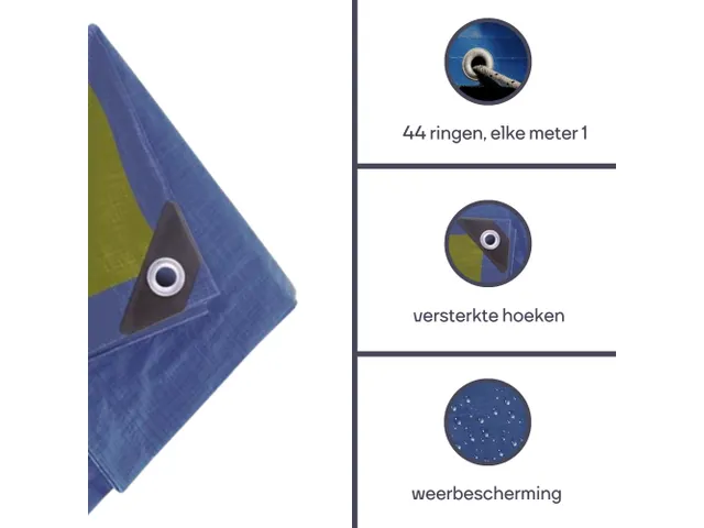 Dekzeil Blauw/Kaki Sterk 10x12 Meter