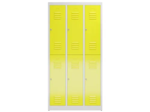Dubbeldekse garderobekast 1800x870x500mm 3x2vak klink RAL7035 RAL1018