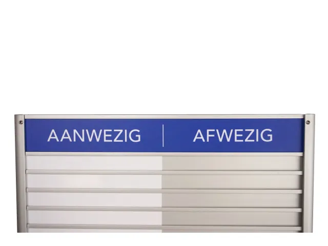 Menoor In-Uit bord 35 namen Aluminium Aanwezig/Afwezig Blauw