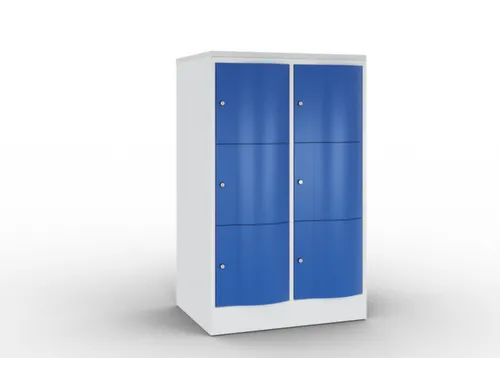 lockerkast,HxBxD 1255x770x640mm,2x3vakken,romp RAL7035,front RAL5010