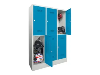 dubbeldekse locker,HxBxD 1850x1200x500mm,3x2vak.,RAL7035,front RAL5012 - 2