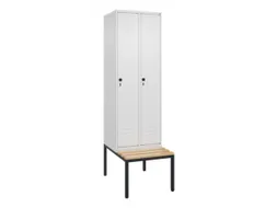 locker met bank,HxBxD 2120x600x815mm,2vak,vak B 300mm,draaigrendel