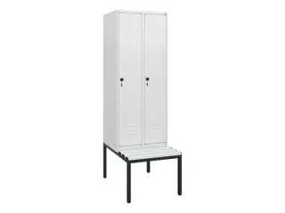 locker met bank,HxBxD 1950x600x815mm,2vak,vak B 300mm,draaigrendel - 1