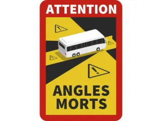 waarschuwingsbord,Attention Angles Morts Bus,folie,geel/zwart/rood/wit - 1