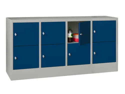 lockerkast,HxBxD 855x1600x500mm,4x2vakken,RAL7035,front RAL5010