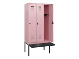 locker met bank,HxBxD 1950x900x815mm,3vak,vak B 300mm,draaigrendel