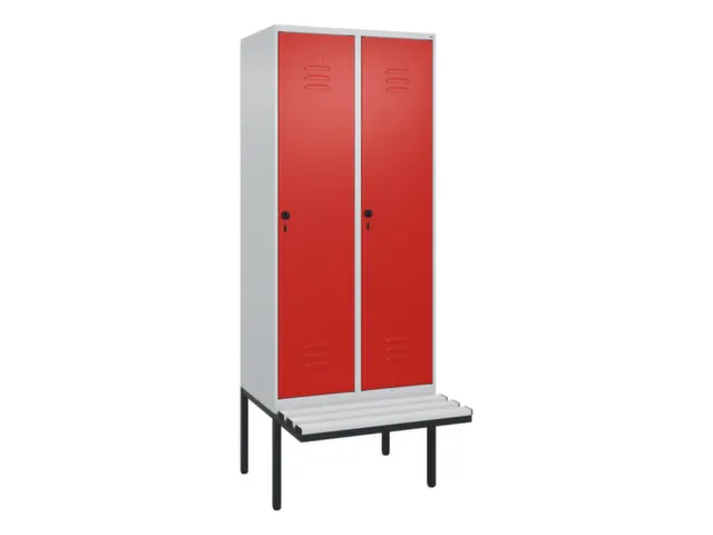 locker met bank,HxBxD 2120x800x815mm,2vak,vak B 400mm,draaigrendel