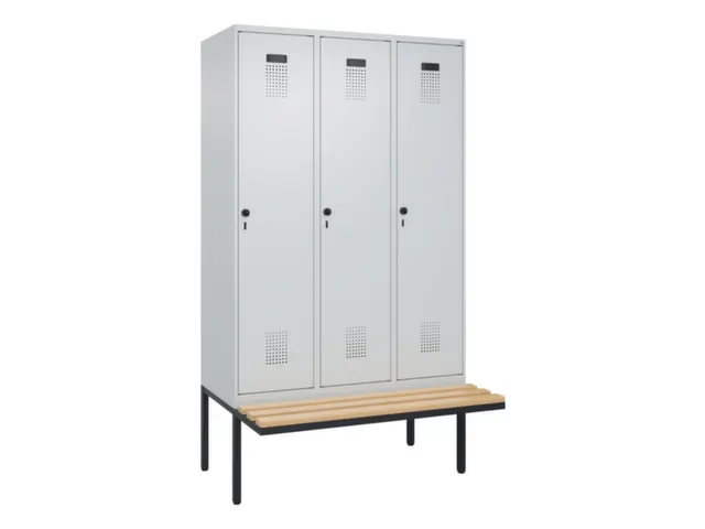 locker met bank,voor scheiding van kleding,HxBxD 2120x1200x815mm,3vak