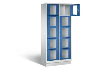 Lockerkast 1800x810x500mm 2x5 vakken Cilinderslot, Sokkel, RAL5010 - 1