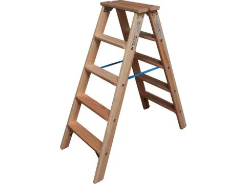 dubbele ladder,beide zijden,2x6treden,Stand H 0,85m,balk L 1,4m,hout