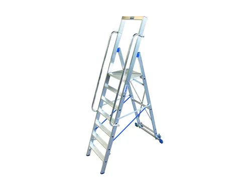 verrijdbare treden-platformladder eenzijdig 7treden stand H 1 65m