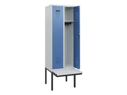 locker met bank,HxBxD 1950x600x815mm,2vak,vak B 300mm,cilinderslot