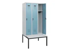 locker met bank,HxBxD 1950x900x815mm,3vak,vak B 300mm,draaigrendel