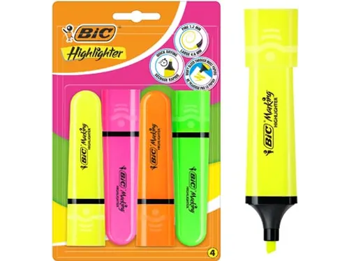 Markeerstift Highlighter Assortie Blister 4 Stuks