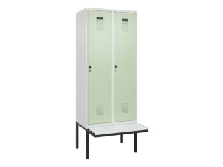 locker met bank,HxBxD 2120x800x815mm,2vak,vak B 400mm,draaigrendel - 2
