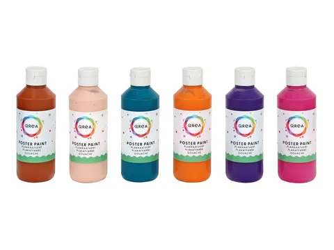 Plakkaatverf Qrea set à 6 fun kleuren 250ml