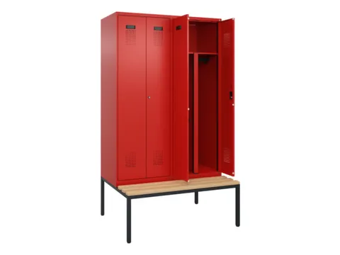 PBM-locker met bank,HxBxD 2120x1200x815mm,4vak,vak B 300mm