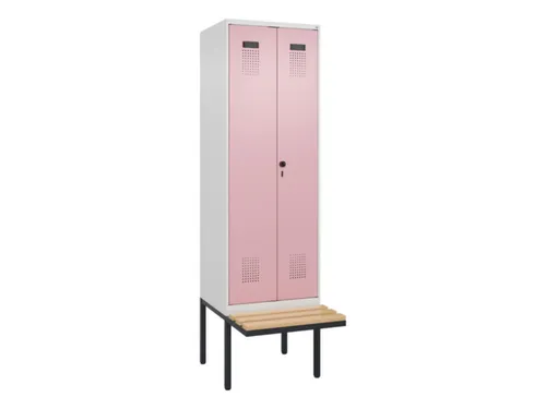 PBM-locker met bank,HxBxD 2120x600x815mm,2vak,vak B 300mm,draaigrendel