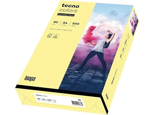 Inapa Tecno colors Gekleurd papier A4 Licht geel 80 gram 500vel