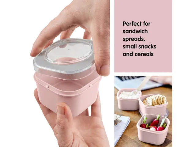Boîte à lunch Sigma Home pour emporter, lot de 3, rose - 9,3 x 9,3 x