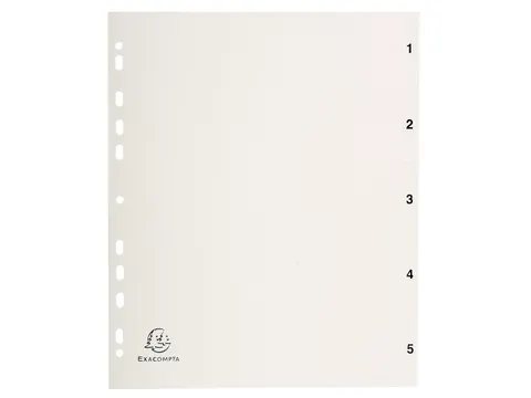 Bedrukte Tabbladen A4 Grijs PP 5-Delig 1-5 11-Gaats index
