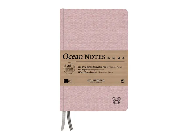 Notitieboek Aurora Ocean A5 192blz lijn 80gr linnenstructuur kaft rood