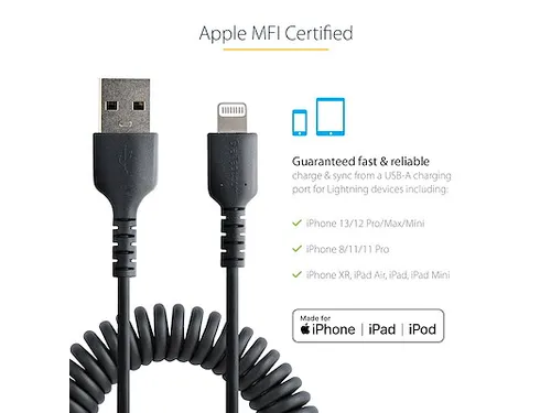 USB A naar Lightning Kabel 1 Meter Zwart, MFi Gecertificeerd, iPhone L