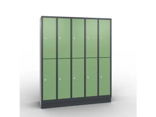 lockerkast draaigrendel 1800x1480x500 5x2vakken RAL7021 front RAL6011