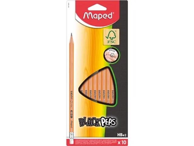 Black'Peps crayon HB, avec gomme, étui brochable cartonné de 10 piè