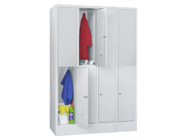 lockerkast,HxBxD 1850x1200x500mm,4x2vakken,RAL7035,front RAL7035